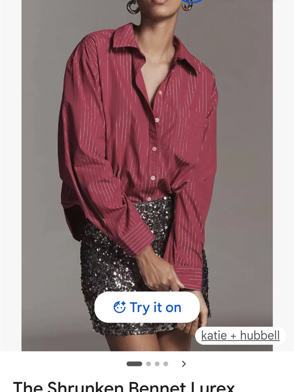 NWT Maeve Shrunken Bennett Metallic Striped Raspberry Button-Up - Picture 10 of 10